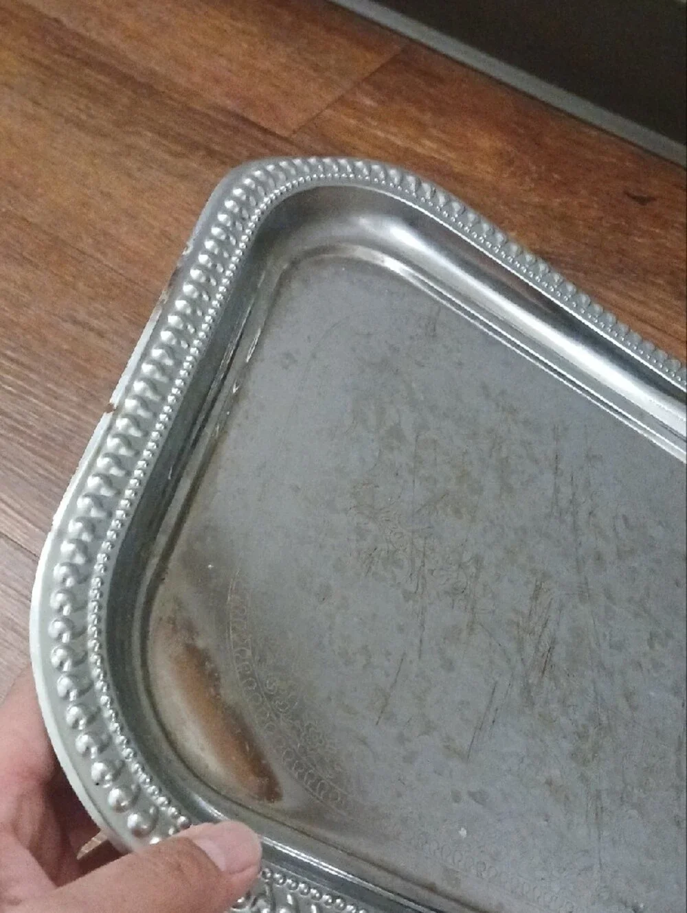 Metal Serving Tray - Silver Decorative Home Bath Tray